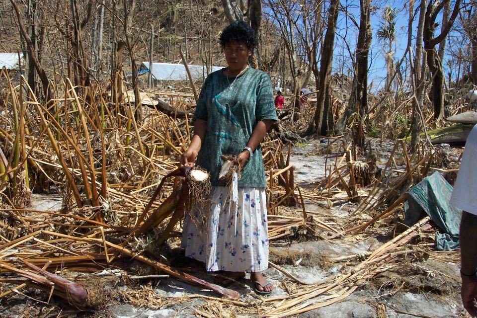 Cyclone destruction to the limited food crops on Atoll and Islands.